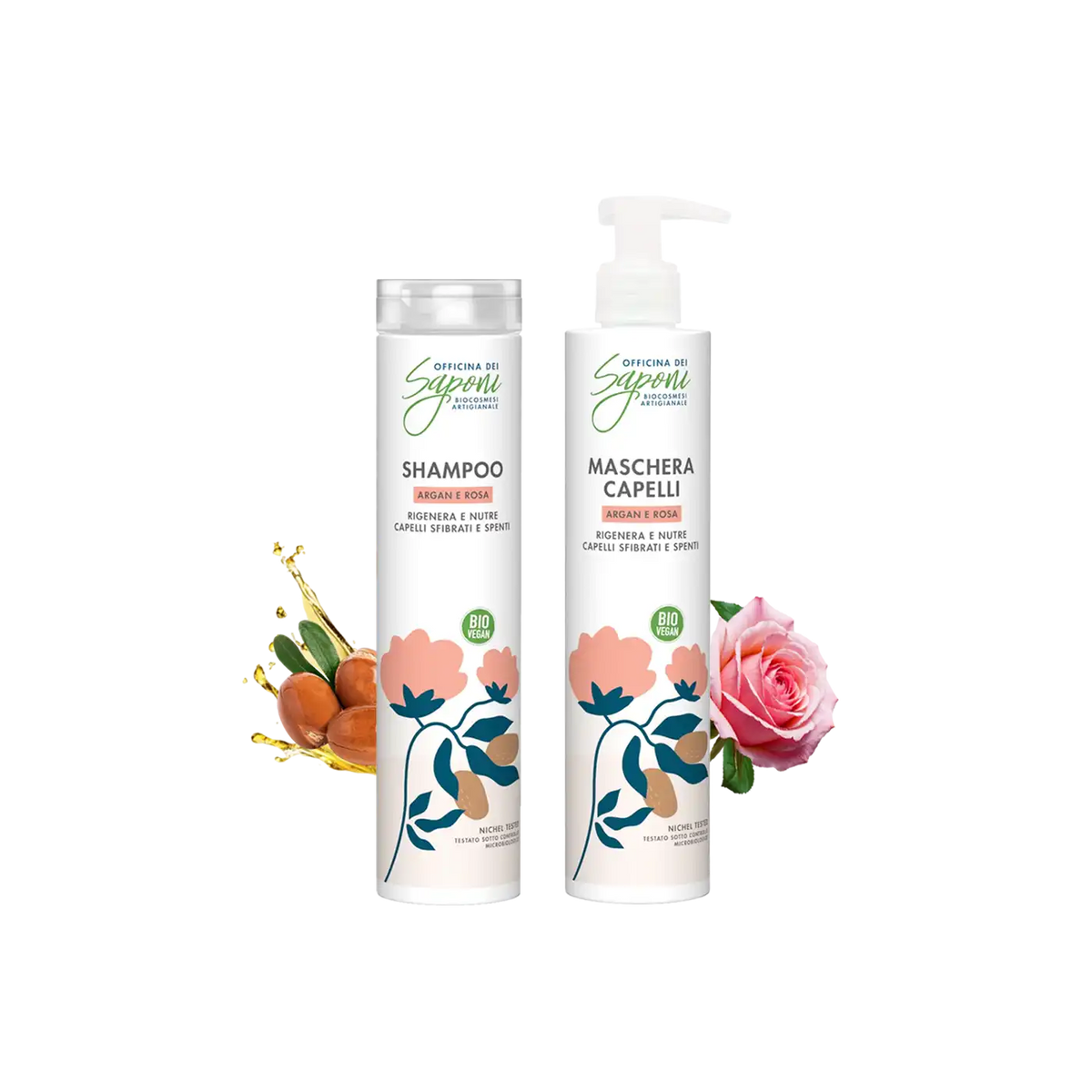 Kit Shampoo e Maschera Capelli Argan e Rosa