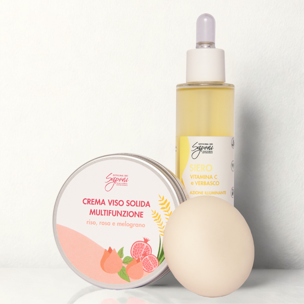 Kit Siero viso Azione Illuminante + Crema Viso Solida Multifunzione