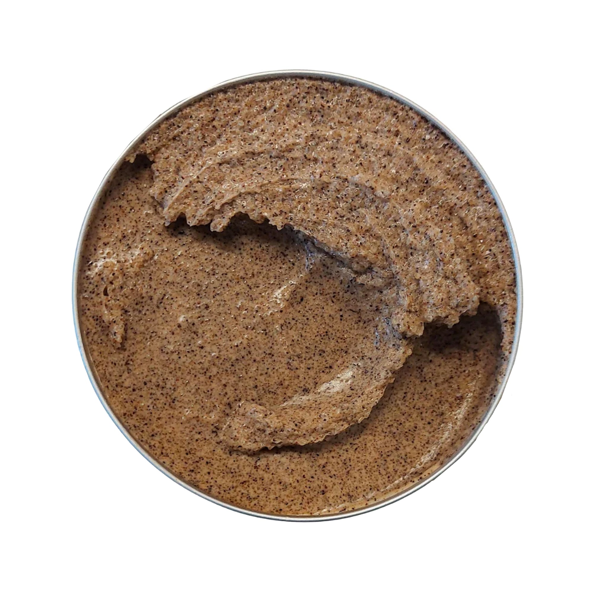 Dettaglio della texture granulosa dello scrub corpo al caffè e zucchero