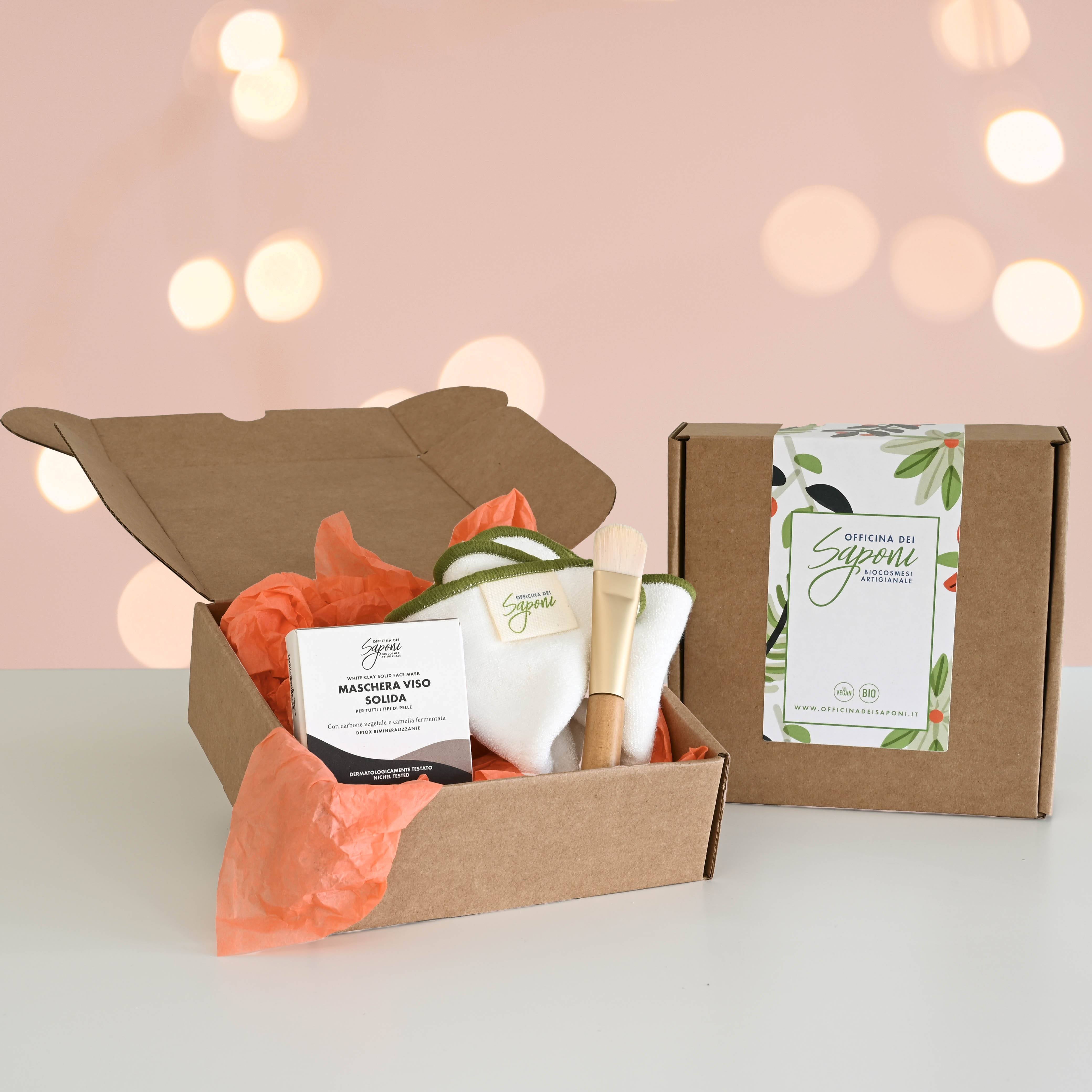 Green Box: Mascherina viso solida + pennello + panno struccante