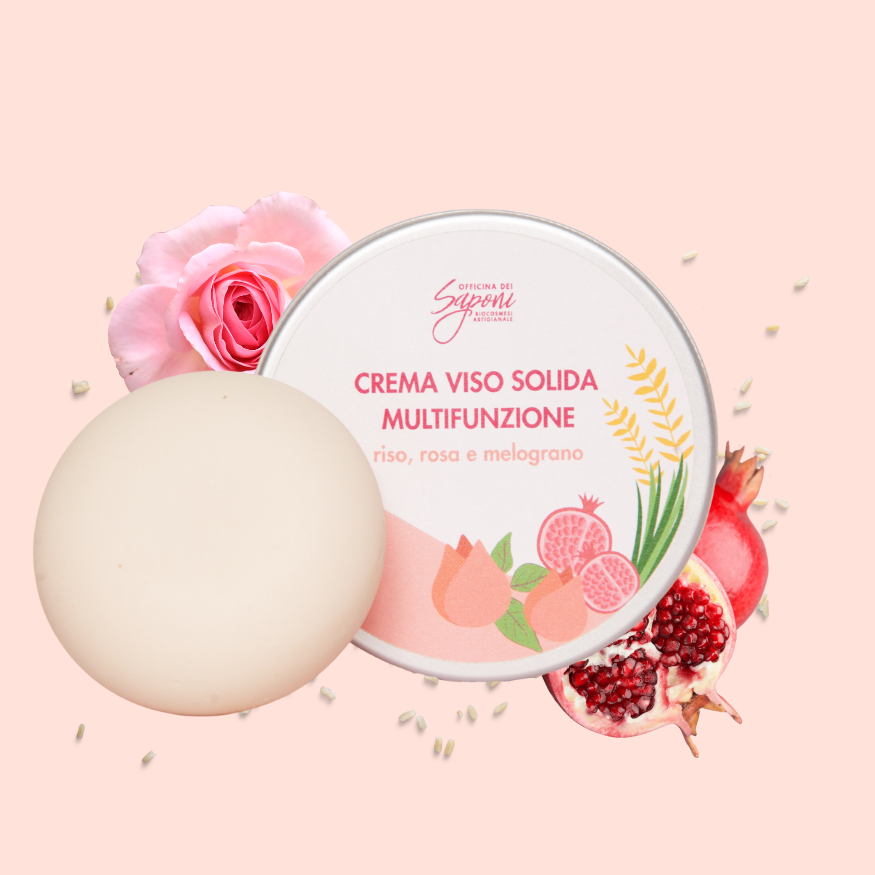 Crema viso Solida Multifunzione Riso Rosa e Melograno