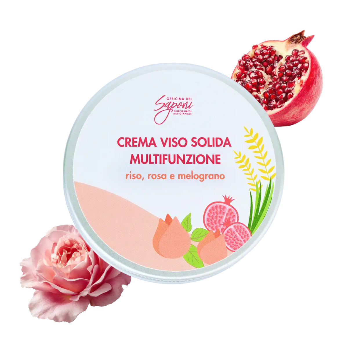 Crema viso Solida Multifunzione Riso Rosa e Melograno