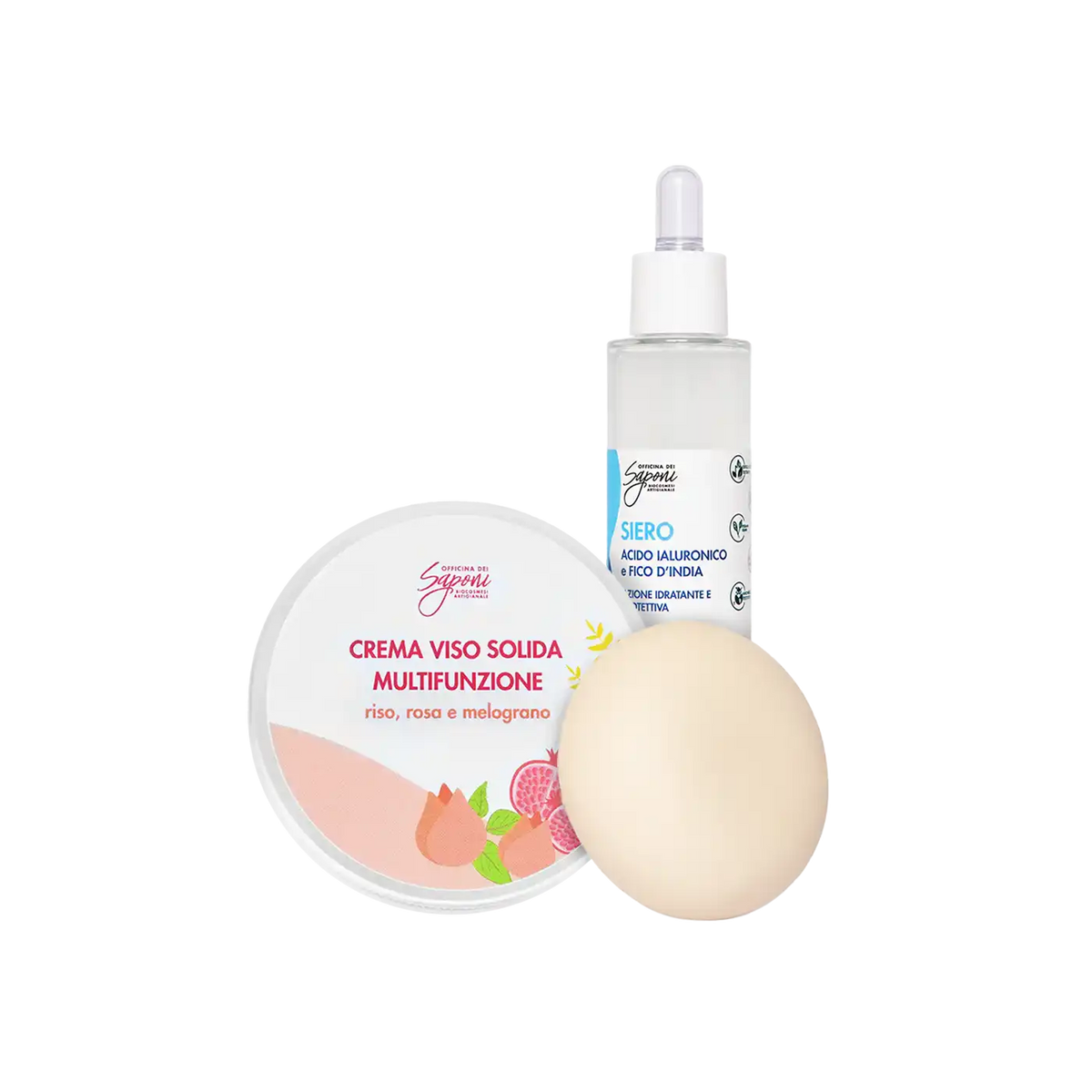 Kit Siero viso Azione Idratante e Protettiva + Crema Viso Solida Multifunzione