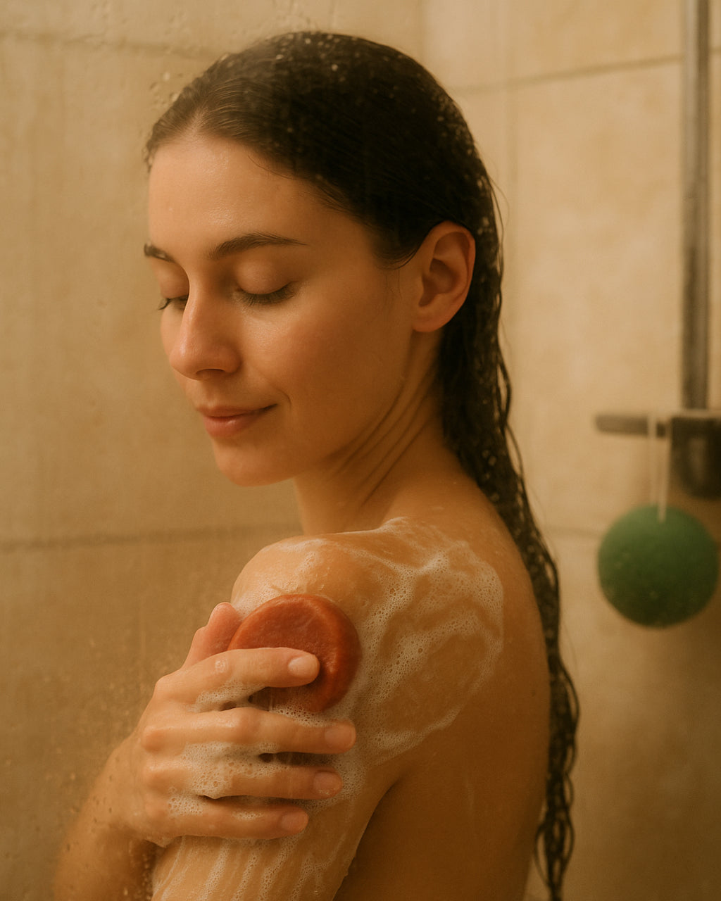 Minicombo Doccia Shampoo Solido al Caffè e spugna in Konjak