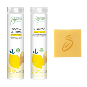 Kit Puliti Fuori e Belli Dentro shampoo zenzero+doccia + sapone