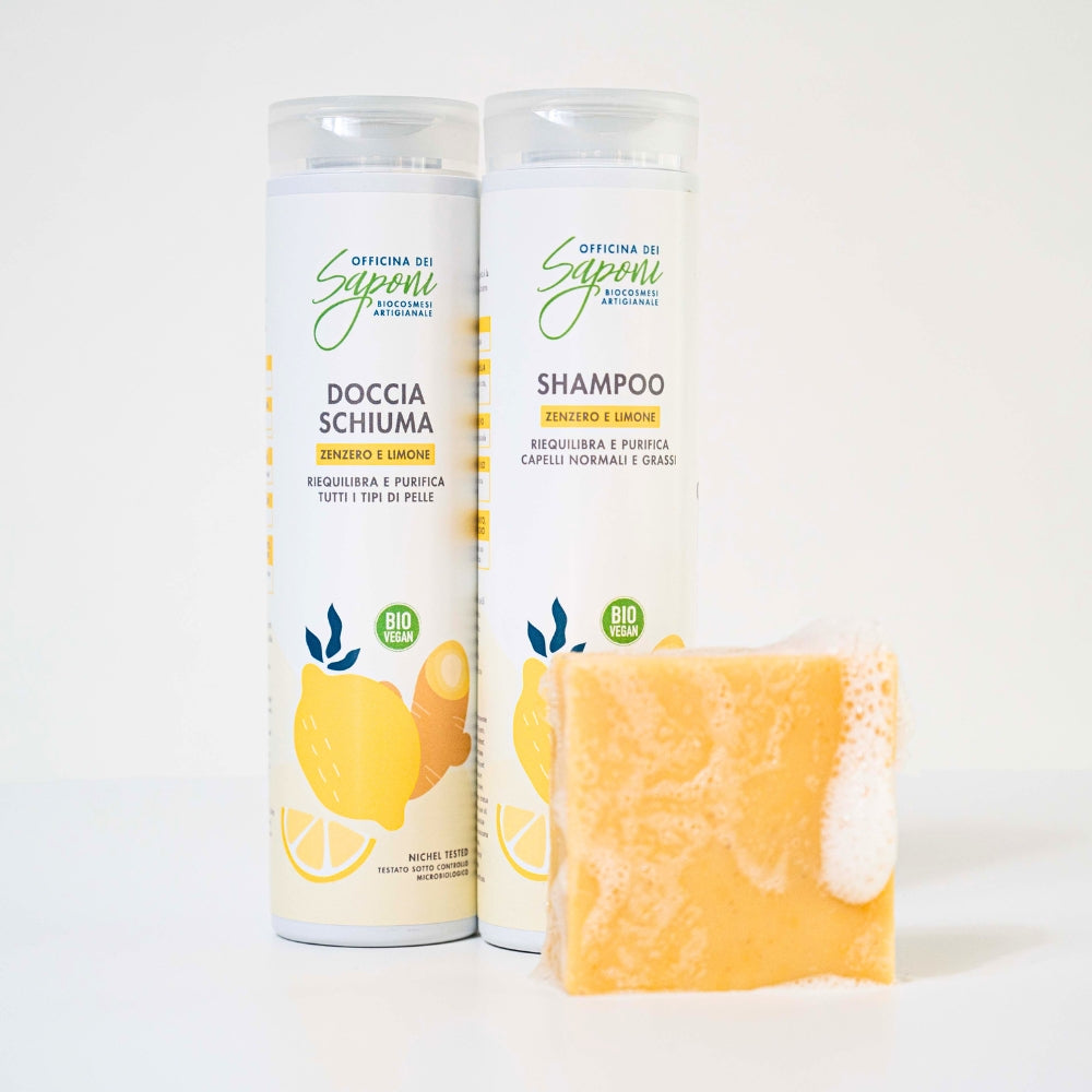 Kit Puliti Fuori e Belli Dentro shampoo zenzero+doccia + sapone