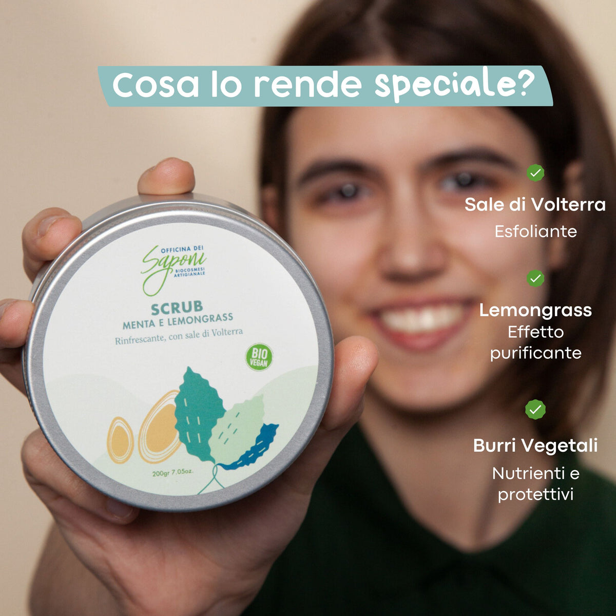Scrub corpo biologico Menta e Lemongrass